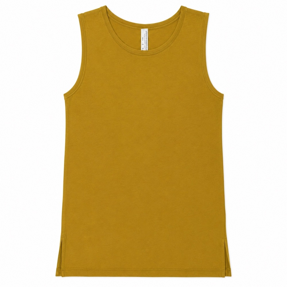 Core 10 Relaxed Tank Top Mustard Yellow Cotton Modal Sleeveless Large